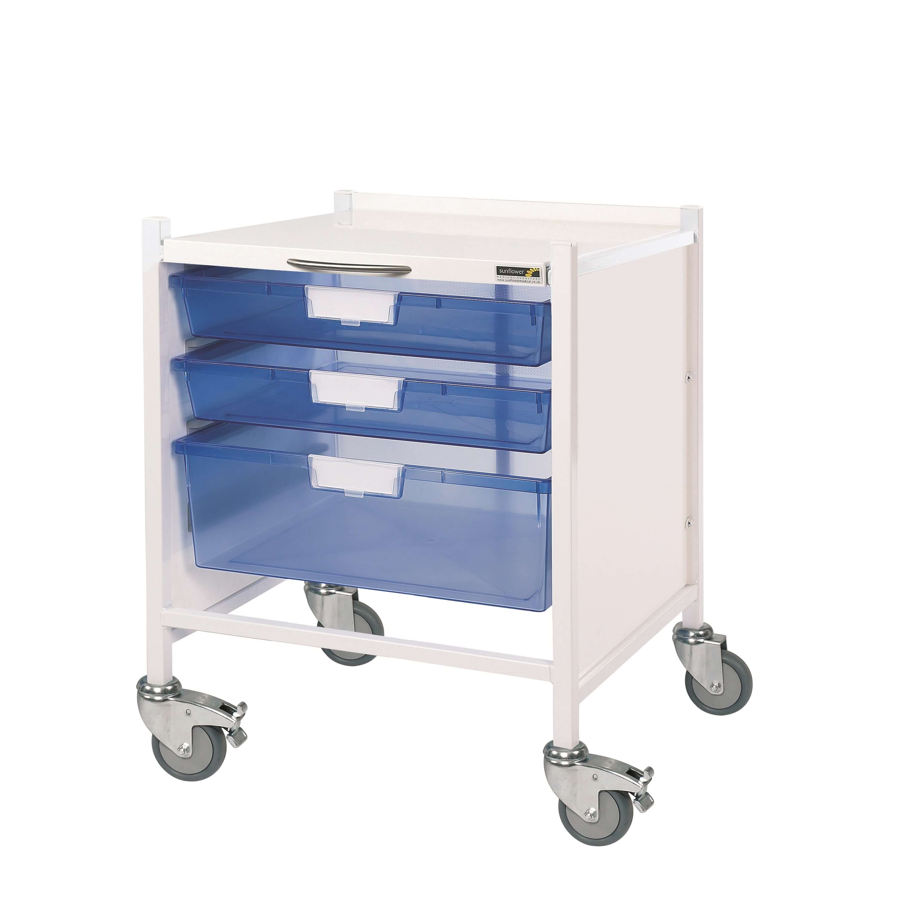 Vista 15 Trolley - Two Single/One Double Blue Tray