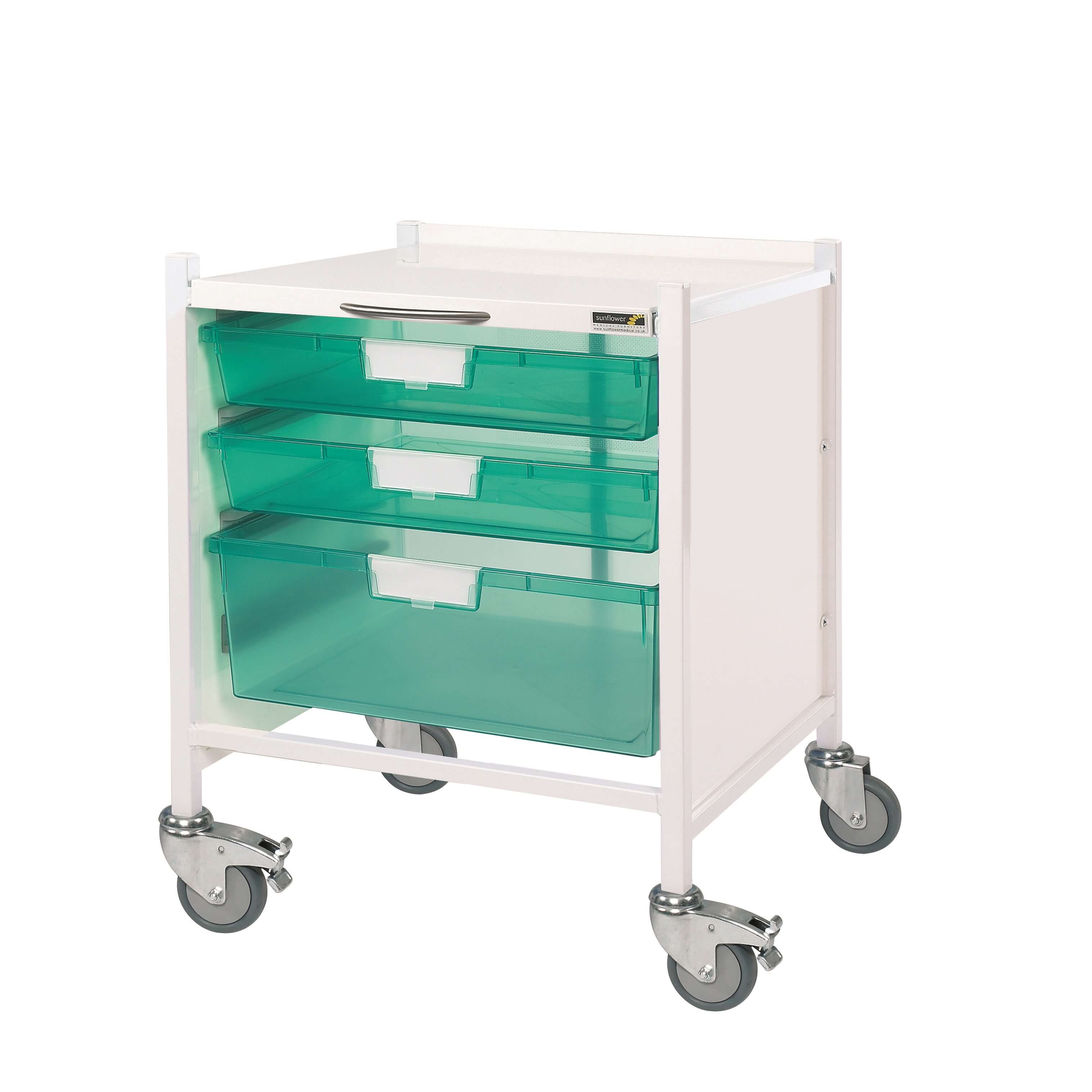 Vista 15 Trolley - Two Single/One Double Green Tray